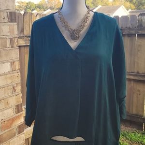 Emarld Green High Low Silky Top